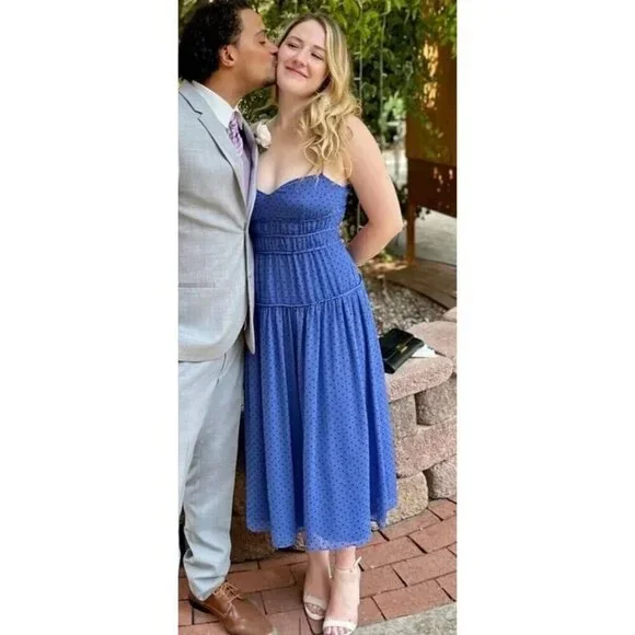 La Maison Talulah Sorrento Midi Dress Women's XS Blue Polka Dot Retro Look X - Picture 8 of 16